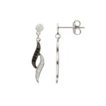 Stud Earrings 925 Silver rhodium-plated with black and white Cubic Zirconia