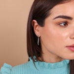 Stud Earrings 925 Silver rhodium-plated with black and white Cubic Zirconia - ASWS45NZ