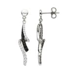 Clous d'oreilles Argent 925 rhodié avec zircones noir / blanc
