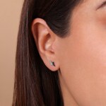 Clous d'oreilles Argent 925 rhodié avec zircones noir / blanc - ASWT55NZ