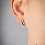 Clous d'oreilles Argent 925 rhodié avec zircones noir / blanc - ASWW89NZ