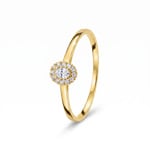 Bague halo ovale or jaune 375/9 ct avec diamants de laboratoire 0.10 ct - 9KLGD203Y