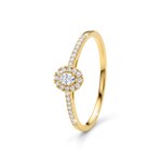 Oval Halo Ring 375/9  K Yellow Gold with Lab Grown Diamonds 0.17 ct