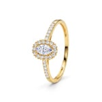 Bague halo ovale or jaune 375/9 ct avec diamants de laboratoire 0.38 ct