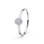 Bague halo ovale or gris 375/9 ct avec diamants de laboratoire 0.10 ct