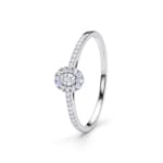 Oval Halo Ring 375/9  K White Gold with Lab Grown Diamonds 0.17 ct - 9KLGD191W