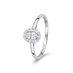 Oval Halo Ring 375/9 K White Gold with Lab Grown Diamonds 0.30 ct