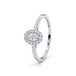 Bague halo ovale or gris 375/9 ct avec diamants de laboratoire 0.38 ct - 9KLGD122W