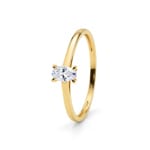 Oval Solitaire Ring 375/9 K Yellow Gold with Lab Grown Diamond 0.20 ct