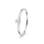 Oval Solitaire Ring 375/9 K White Gold with Lab Grown Diamond 0.06 ct