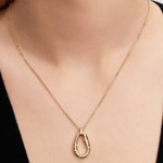 Pandora Gold Essence Organisch Geformte Steinbesetzte Anhänger-Halskette - 364666C01-45