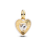Pandora Gold ME Strahlendes Weisses Herz Medaillon-Charm