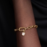 Pandora Gold ME White Lucky Clover Dangle Charm - 764564C01