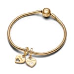 Pandora Gold Moments Double Heart Split Dangle Charm - 769187C01