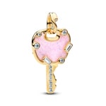 Pandora Gold Moments Grand Charm Pendant Clé Love Rose Opalescent - 764349C01