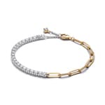 Pandora Gold Signature Glieder und Tennisarmband 925 Silber - 564821C01