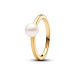 Pandora Gold Timeless Treated Freshwater Cultured Pearl & Pavé Ring 