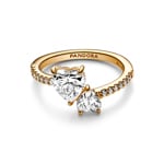 Pandora Gold Timeless Double Heart Sparkling Ring - 161198C01
