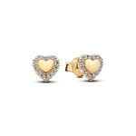 Pandora Gold Timeless Heart Halo Stud Earrings - 264363C01