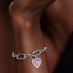 Pandora ME Strahlendes Rosafarbenes Herz Medaillon-Charm 925 Silber - 794409C01