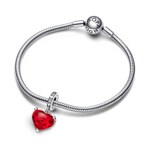 Pandora Moments Disney Mickey & Minnie Mouse Kiss Red Murano Glass Dangle Charm - 792522C01