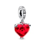 Pandora Moments Charm Pendant Verre de Murano Rouge Disney Baiser de Mickey & Minnie