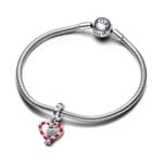 Pandora Moments Doppelte Zuckerstange Herz Weihnachts-Charm-Anhänger 925 Silber - 792822C01