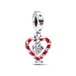 Pandora Moments Doppelte Zuckerstange Herz Weihnachts-Charm-Anhänger 925 Silber - 792822C01