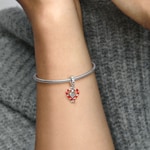 Pandora Moments Doppelte Zuckerstange Herz Weihnachts-Charm-Anhänger 925 Silber - 792822C01