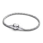 Pandora Moments Facettiertes Schlangen-Gliederarmband mit Herzverschluss 925 Silber