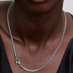 Pandora Moments Collier à Charms Maille Queue de Renard Fermoir Pavé 925 Argent  - 394463C01-45