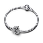 Pandora Moments Sparkling Rose in Bloom Oversized Charm 925 Silver - 793245C01