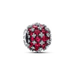 Pandora Moments Funkelndes Rosafarbenes Rundes Pavé-Charm 925 Silber