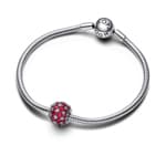 Pandora Moments Sparkling Pavé Round Pink Charm 925 Silver - 792630C03