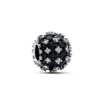 Pandora Moments Funkelndes Rundes Schwarzes Pavé-Charm 925 Silber