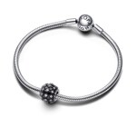 Pandora Moments Sparkling Pavé Round Black Charm 925 Silver - 792630C04