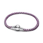 Pandora Moments Bracelet Maille Vénitienne et Cordon Violet Argent 925 - 593816C03