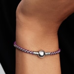 Pandora Moments Bracelet Maille Vénitienne et Cordon Violet Argent 925 - 593816C03