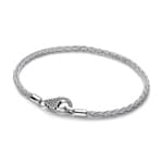 Pandora Moments Pavé Clasp Foxtail Chain Charm Bracelet 925 Silver - 594462C01