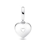 Pandora Moments Charm Pendant Double Cœur Blanc Nacré Argent 925 - 792649C01