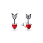 Pandora Moments Arrow & Murano Glass Heart Stud Earrings 925 Silver