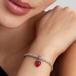 Pandora Moments Charm Pendant Double Cœur Murano Rouge 925 Argent - 794429C01
