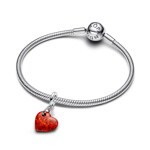 Pandora Moments Schillerndes Rotes Herz Charm-Anhänger 925 Silber - 793348C01