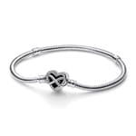 Pandora Moments Schlangen-Gliederarmband mit Funklendem Unendlichkeits-Herzverschluss 925 Silber