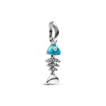 Pandora Moments Türkisfarbener Fischgräte Charm-Anhänger 925 Silber - 793894C01