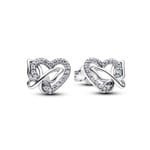 Pandora Moments Clous d’Oreilles Cœur et Papillon Entrelacés Argent 925 - 294476C01