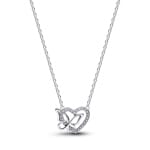 Pandora Moments Collier avec Pendentif Cœur et Papillon Entrelacés 925 Argent  - 394477C01-45