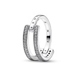 Pandora Signature Logo & Pavé Double Band Ring 925 Silver - 192779C01