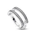 Pandora Signature Logo & Pavé Double Band Ring 925 Silver - 192779C01