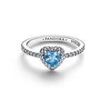Pandora Timeless Bague Cœur Bleu Clair Surélevé 925 Argent - 198421C10